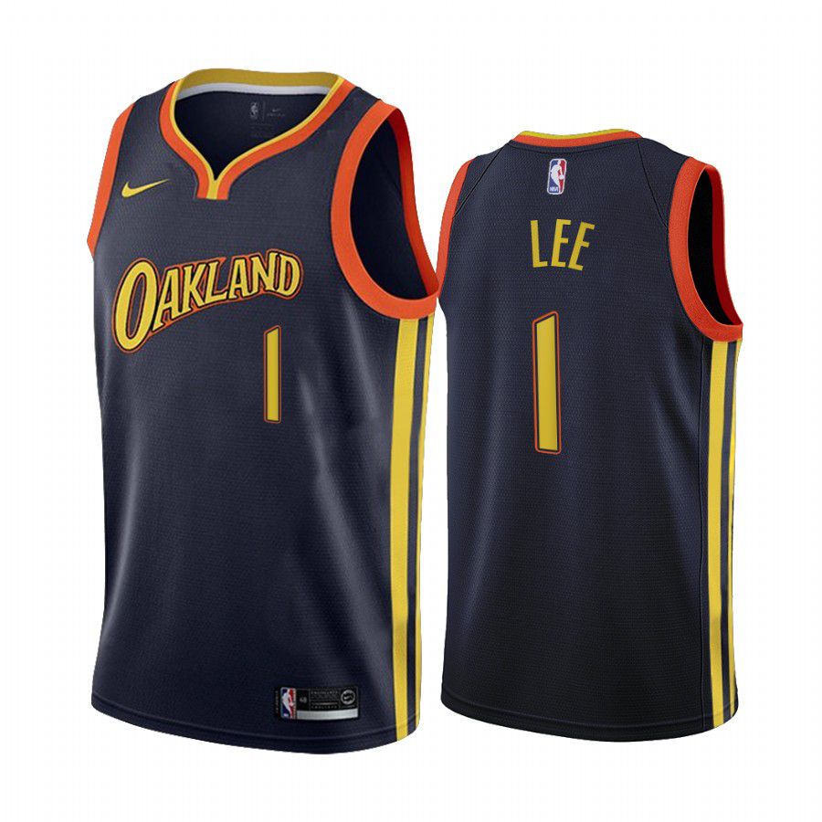 Men Golden State Warriors 1 damion lee navy city edition oakland 2020 nba jersey